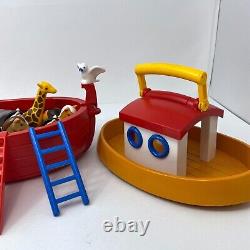 Vintage PLAYMOBIL / Geobra Noah's ARK Animals and Humans figurines 2 parts boat