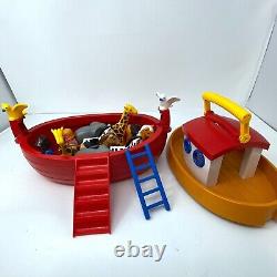 Vintage PLAYMOBIL / Geobra Noah's ARK Animals and Humans figurines 2 parts boat