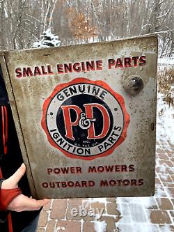 Vintage P and D Outboard Boat Motor Parts Displayi Cabinet Sign oil/ gas Marine