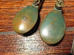 Vintage Pair Merriman Bronze Single Blocks 1 Sheaves, 5/16 Line, Great Patina