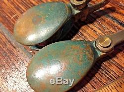 Vintage Pair Merriman Bronze Single Blocks 1 Sheaves, 5/16 Line, Great Patina