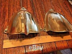 Vintage Pair Of Heavy Cast Polished Bronze Clam Shell Deck Vents 8 Chris Craft