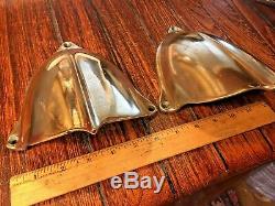 Vintage Pair Of Heavy Cast Polished Bronze Clam Shell Deck Vents 8 Chris Craft