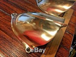 Vintage Pair Of Heavy Cast Polished Bronze Clam Shell Deck Vents 8 Chris Craft