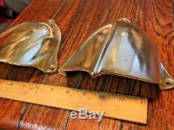 Vintage Pair Of Heavy Cast Polished Bronze Clam Shell Deck Vents 8 Chris Craft