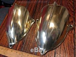 Vintage Pair Of Heavy Cast Polished Bronze Clam Shell Deck Vents 8 Chris Craft