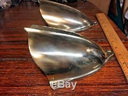 Vintage Pair Of Heavy Cast Polished Bronze Clam Shell Deck Vents 8 Chris Craft