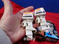Vintage Pair Of Toy Boat Outboard Motors Sold For Parts Or Restoration