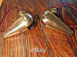 Vintage Pair Wilcox Crittenden Bronze Teardrop Running Lights With New Led Bulbs
