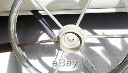 Vintage Pegged Teak Wood Boat Yacht Ship Sailboat 23 6 Spoke Steering Wheel