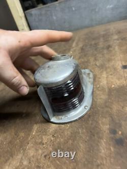 Vintage Perko Boat Ship Maritime Brass Blue Red Glass Bow Light Lamp Parts USA