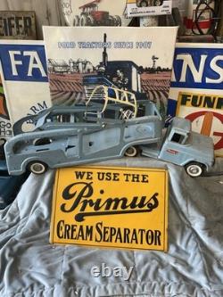 Vintage Pressed Steel Buddy L Boat Transport Hauler Semi Truck