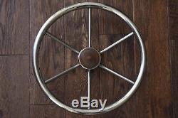 Vintage RARE 15 Chrome Boat Steering Wheel With Teak Wood Hot Rod Rat Rod Woody