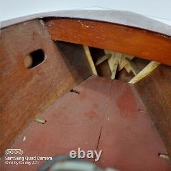 Vintage RC 27 wood boat hull with untested parts inside