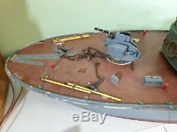Vintage RC Boat Wooden Battleship Spares Repairs Project Parts