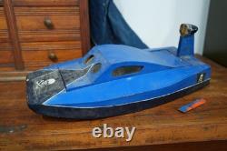 Vintage RC Gas Engine Model Boat Hydroplane Racing Wood for Parts Repair