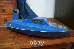 Vintage RC Gas Engine Model Boat Hydroplane Racing Wood for Parts Repair