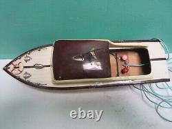 Vintage RICO Battery Operated Wooden Model Boat 1950's Japan (Parts or Repair)
