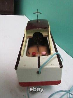Vintage RICO Battery Operated Wooden Model Boat 1950's Japan (Parts or Repair)