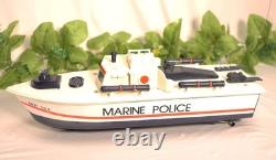 Vintage Radio Controlled Marine Police Boat RC Toy with Original Box AS-IS Parts