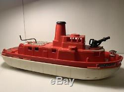 Vintage Rare Ideal Fire Fighter Boat 15 Red #4714 Plastic Toy Used for parts