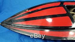 Vintage Rare Red & Black RC Racing Boat Hull Futaba For Parts Non Working As Is