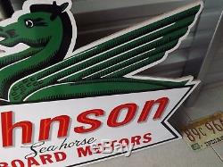 Vintage Rare Wooden Johnson Outboard Motor Dealer Sign 44 x 27