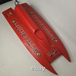 Vintage Red RC Nitro Gas Model Boat With Motor (Parts Or Repair Only)