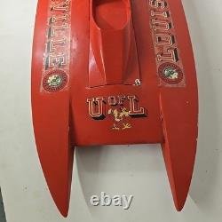 Vintage Red RC Nitro Gas Model Boat With Motor (Parts Or Repair Only)