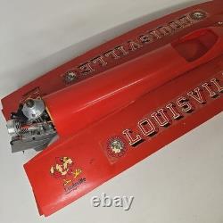 Vintage Red RC Nitro Gas Model Boat With Motor (Parts Or Repair Only)