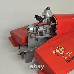 Vintage Red RC Nitro Gas Model Boat With Motor (Parts Or Repair Only)