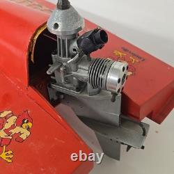 Vintage Red RC Nitro Gas Model Boat With Motor (Parts Or Repair Only)