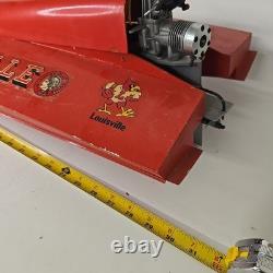 Vintage Red RC Nitro Gas Model Boat With Motor (Parts Or Repair Only)