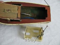 Vintage Rico Japan Battery Operated Wood Boat with Inboard Motor Parts / Restore