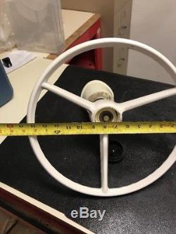 Vintage Ride Guide Boat Steering Wheel WithBezel 15 White 3 Spoke