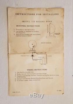 Vintage SPARTON MARINE HORN Model 159 S NOS w Box & Instruction Sheet c1956