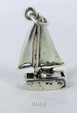 Vintage STERLING SILVER LARGE SAILBOAT BOAT CHARM / PENDANT 2.6 GRAMS