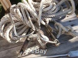 Vintage Sail Boat Parts Tuphblox Pulleys, Rope, Deck Hardware Cleats Bronze