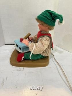Vintage Santa's Best Christmas Elf Building Boat Animated Animatronic