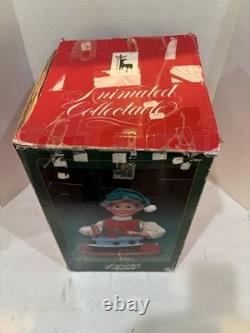 Vintage Santa's Best Christmas Elf Building Boat Animated Animatronic