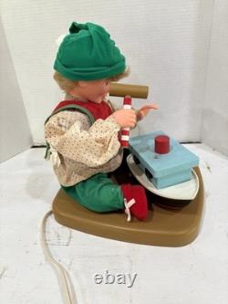 Vintage Santa's Best Christmas Elf Building Boat Animated Animatronic