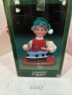 Vintage Santa's Best Christmas Elf Building Boat Animated Animatronic