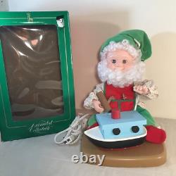 Vintage Santa's Best Christmas Elf Building Boat Animated Animatronic 1990's