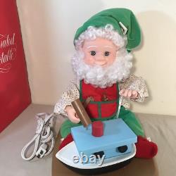 Vintage Santa's Best Christmas Elf Building Boat Animated Animatronic 1990's