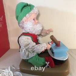 Vintage Santa's Best Christmas Elf Building Boat Animated Animatronic 1990's
