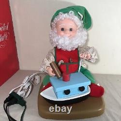 Vintage Santa's Best Christmas Elf Building Boat Animated Animatronic 1990's
