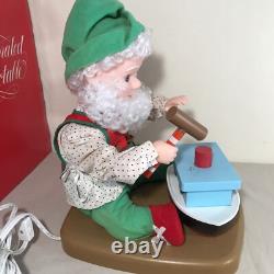 Vintage Santa's Best Christmas Elf Building Boat Animated Animatronic 1990's