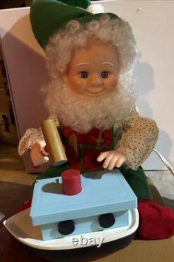 Vintage Santa's Best Christmas Elf Building Boat Animated Collectable 1990's