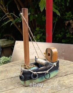 Vintage Scratch Built TUG BOAT Model Meccano Brass Copper Jack Plane Upcycle