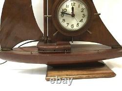 Vintage Sessions Electric Clock Sail boat AS IS FOR REPAIR OR PARTS